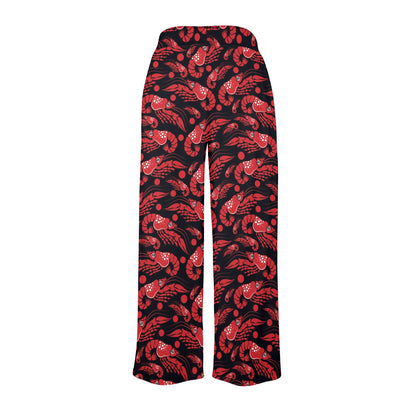 Shrimp Print Design LKS303 Women's Wide Leg Lounge Pants