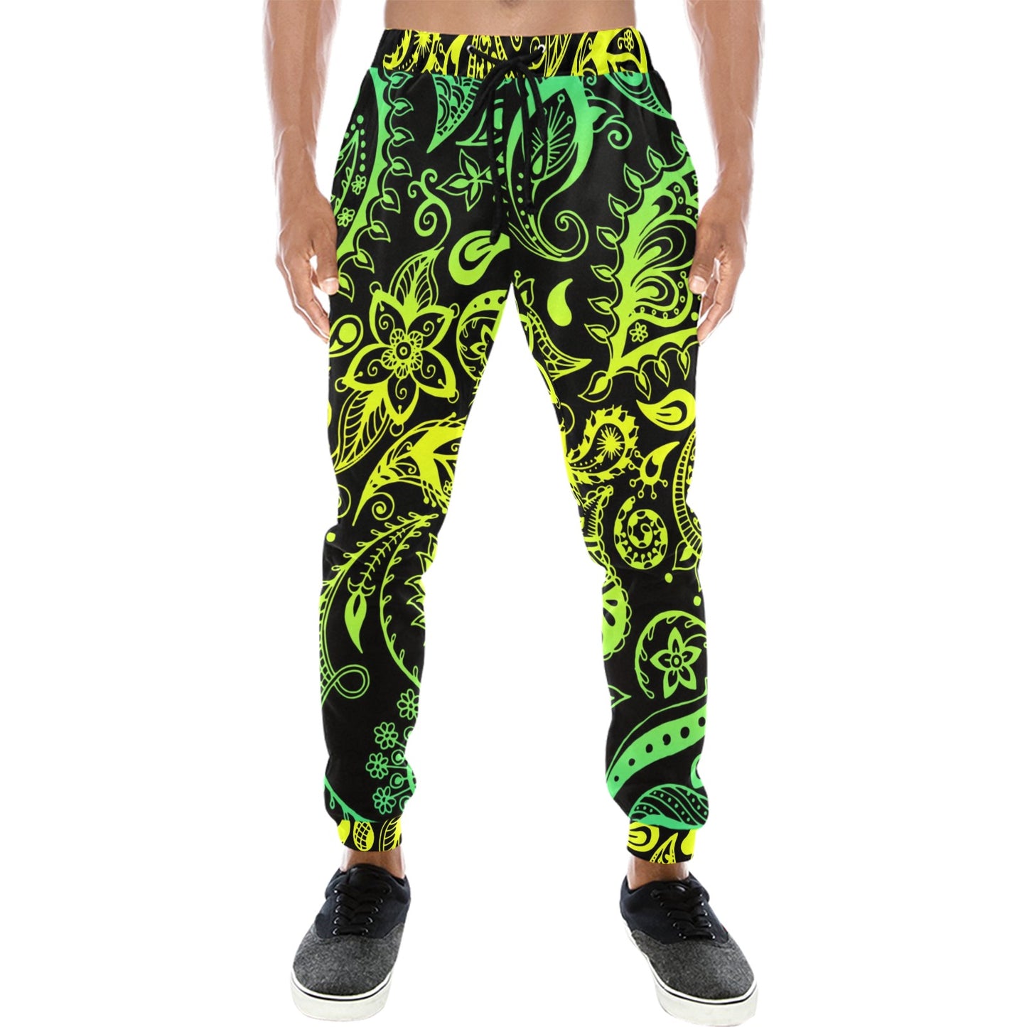 Paisley Green Design Print Men's Sweatpants