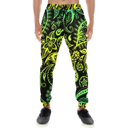 Paisley Green Design Print Men's Sweatpants