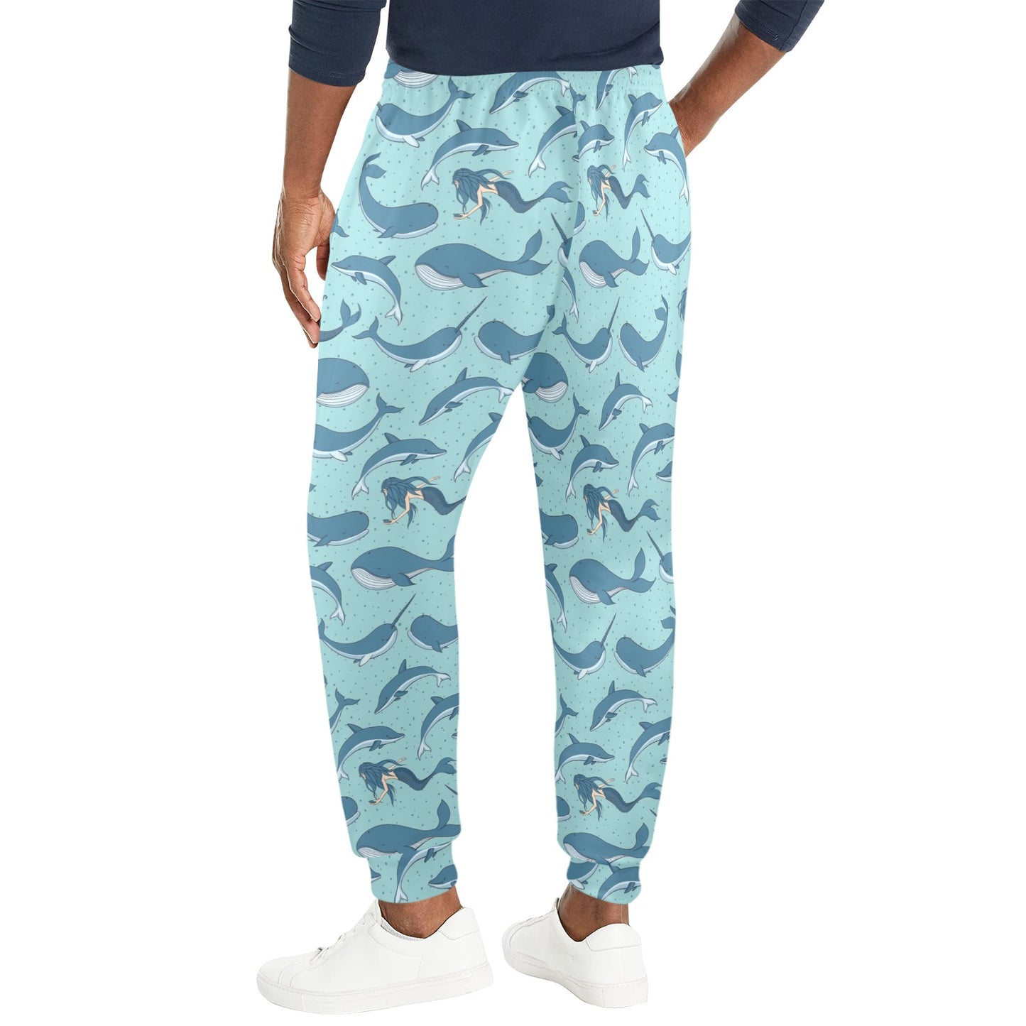 Narwhal Themed Print Men's Casual Track Pants