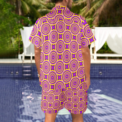 Optical illusion Expansion Men's Beach Shirt and Shorts Set
