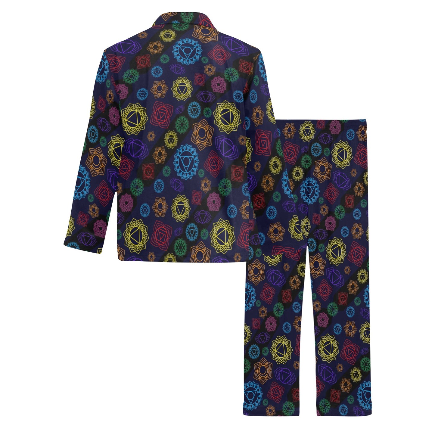 Chakra Colorful Print Pattern Men's Long Pajama Set