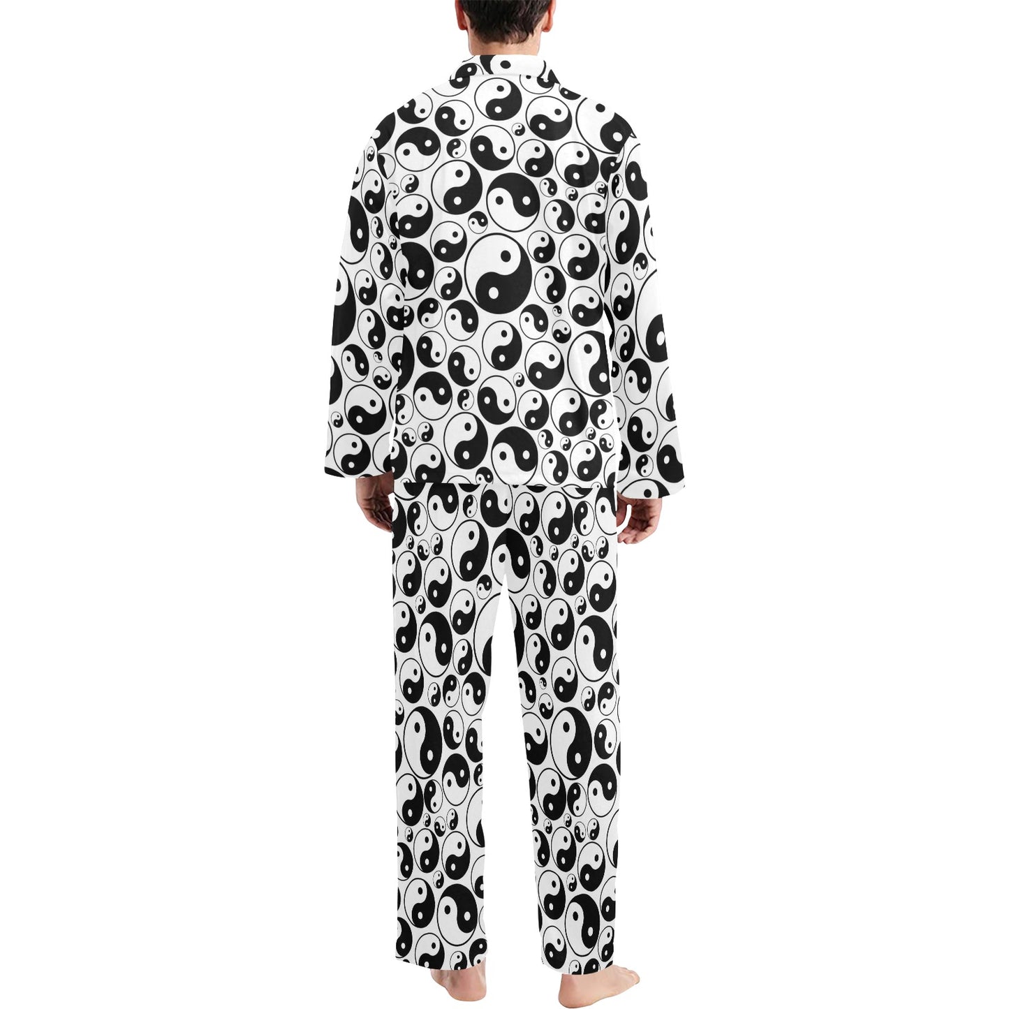 Yin Yang Print Design LKS302 Men's Long Pajama Set