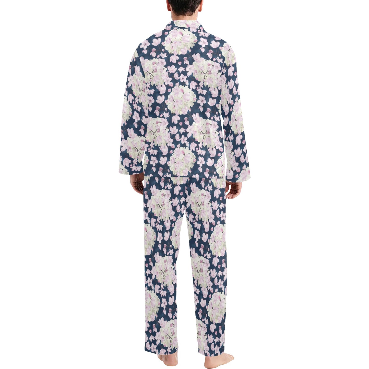 Sakura Print Design LKS305 Men's Long Pajama Set