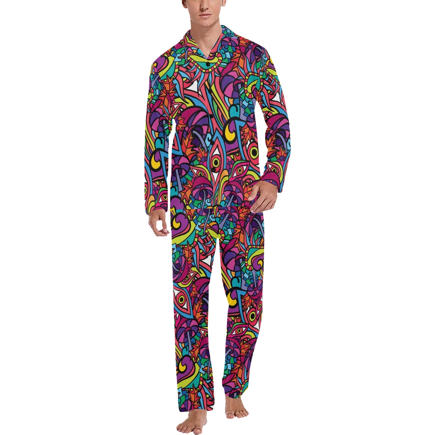 Trippy Print Design LKS302 Men's Long Pajama Set