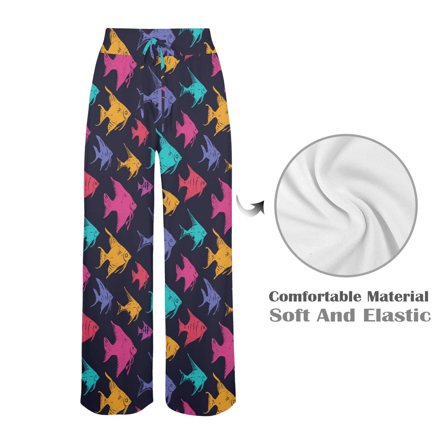 Angelfish Colorful Pattern Print Design 03 Women's Wide Leg Lounge Pants