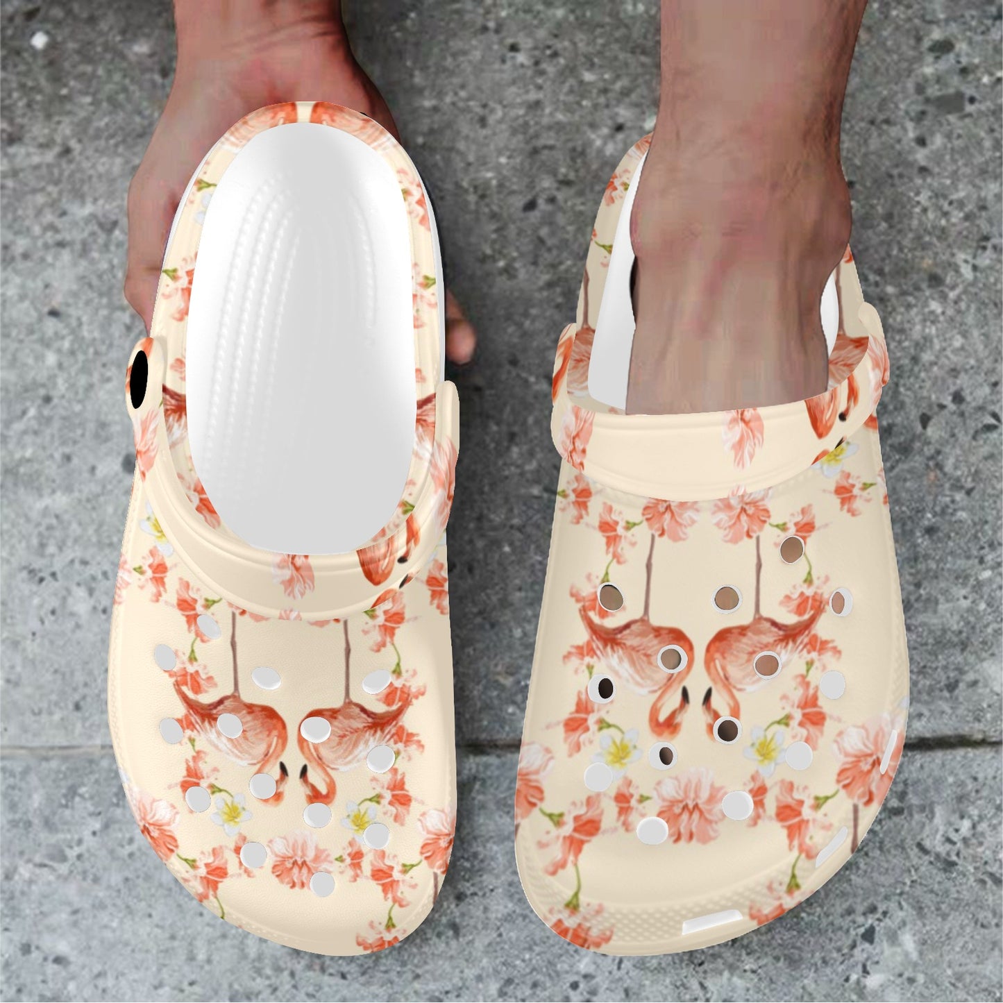 Flamingo Hibiscus Print Pattern Unisex Clogs Shoes
