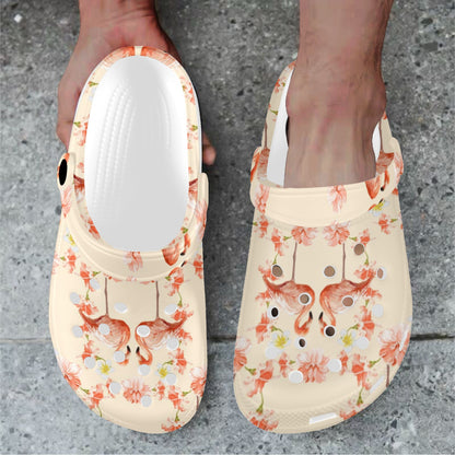 Flamingo Hibiscus Print Pattern Unisex Clogs Shoes