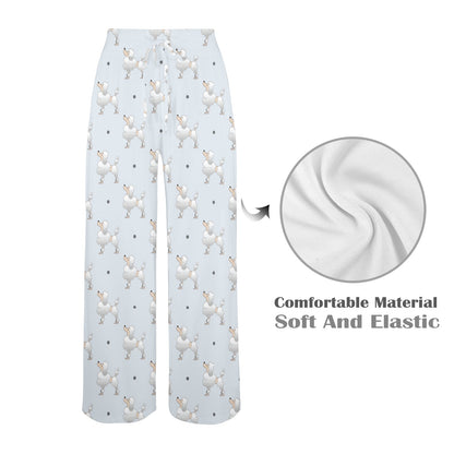 Poodle Pattern Print Design A05 Women's Wide Leg Lounge Pants