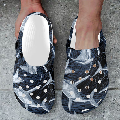 Shark Print Pattern Unisex Clogs Shoes