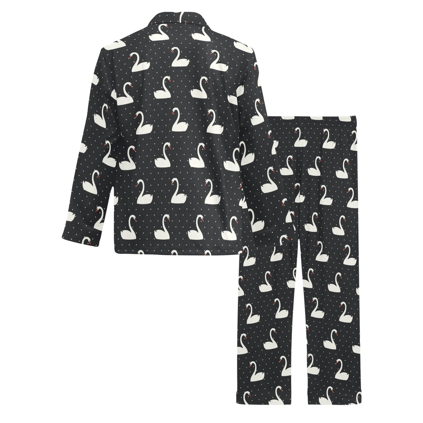 Swan Print Design LKS401 Men's Long Pajama Set
