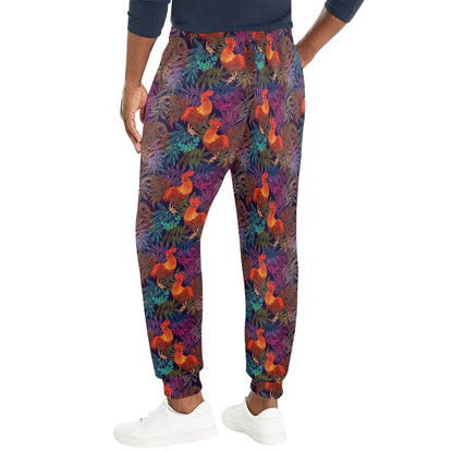 Rooster Print Style Men's Casual Track Pants