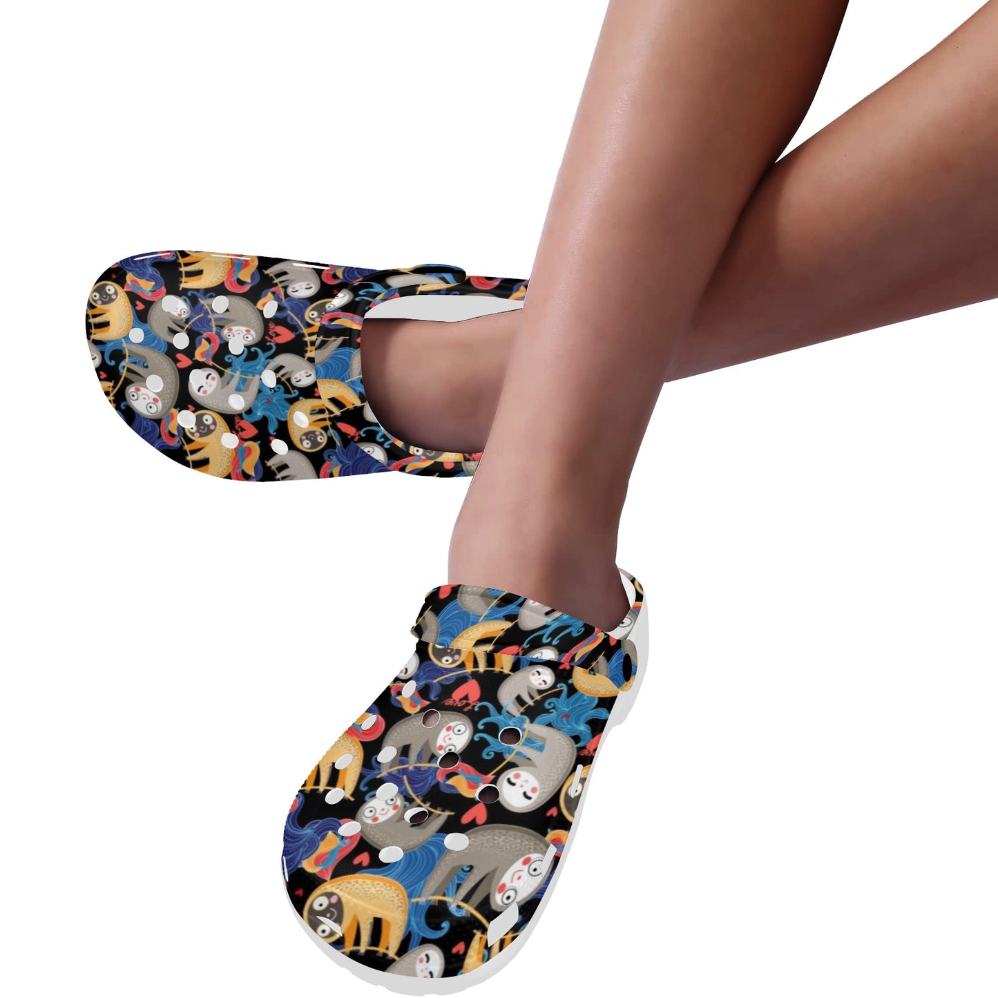 Sloth Cartoon Design Themed Print Unisex Clogs Shoes