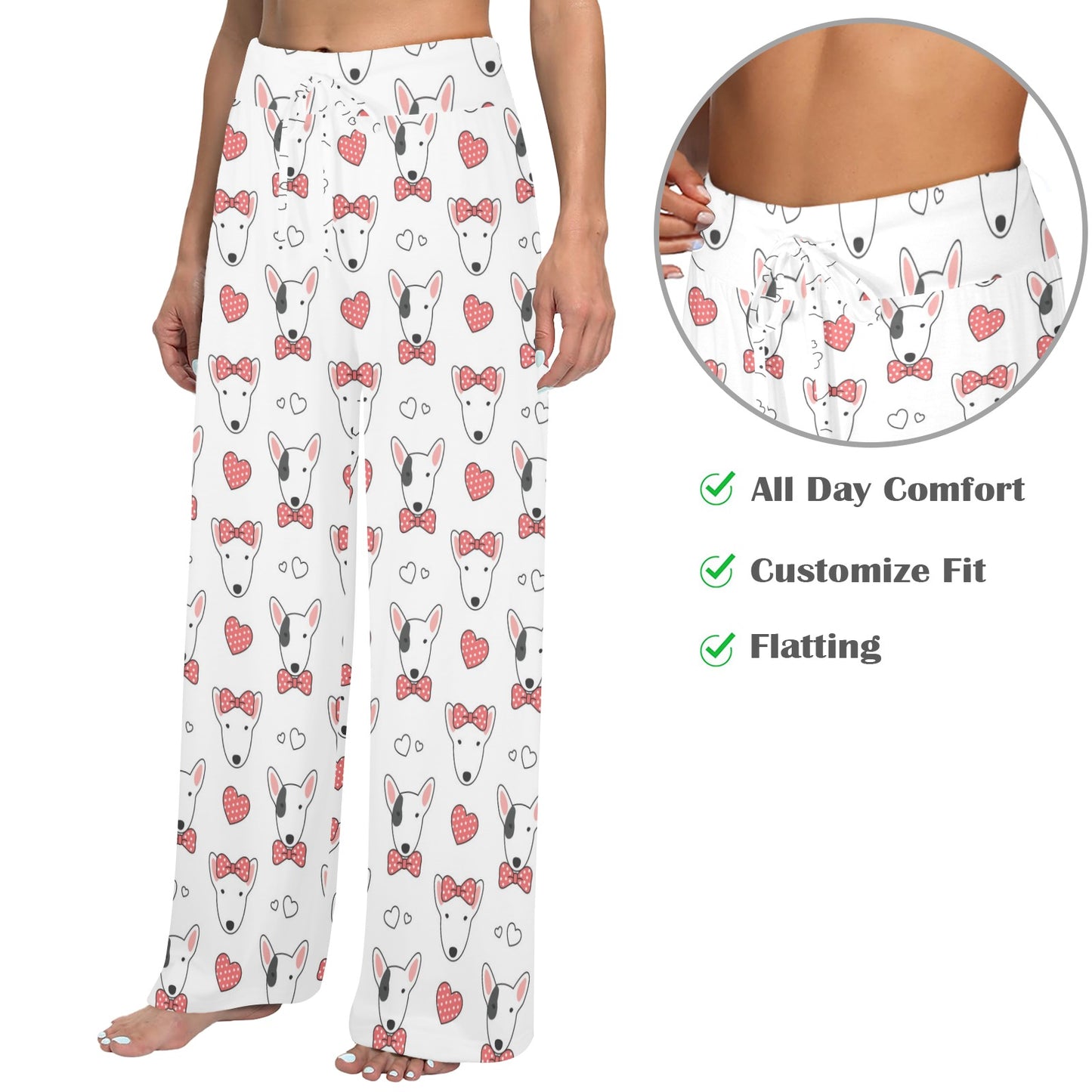 Bull Terriers Pattern Print Design 08 Women's Wide Leg Lounge Pants