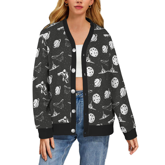 Space Astronauts Print Women's Cardigan