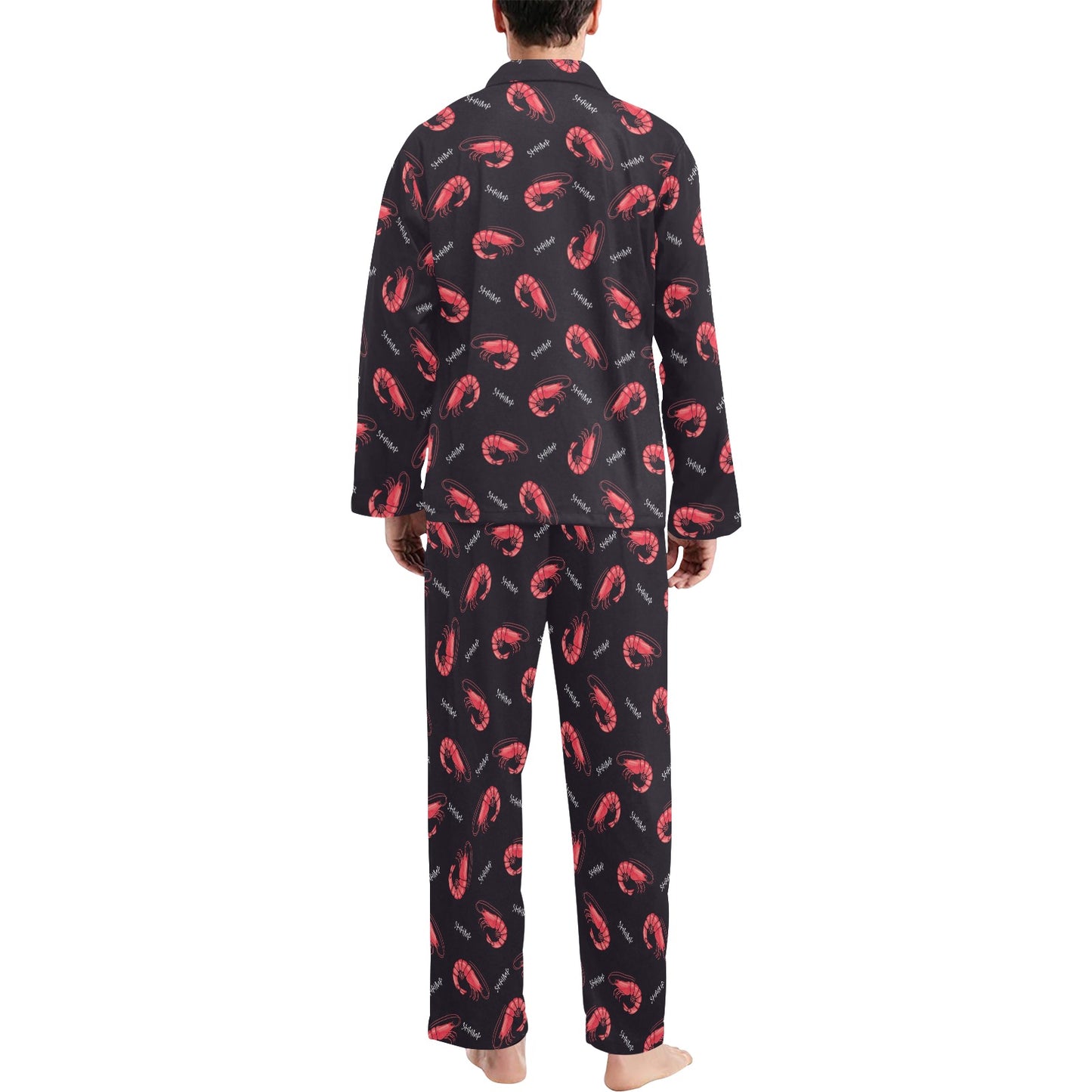 Shrimp Print Design LKS302 Men's Long Pajama Set