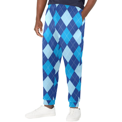 Argyle Blue Pattern Print Design 02 Men's Casual Track Pants