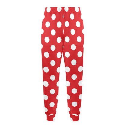 Polka Dot Red Pattern Print Design 04 Men's Casual Track Pants