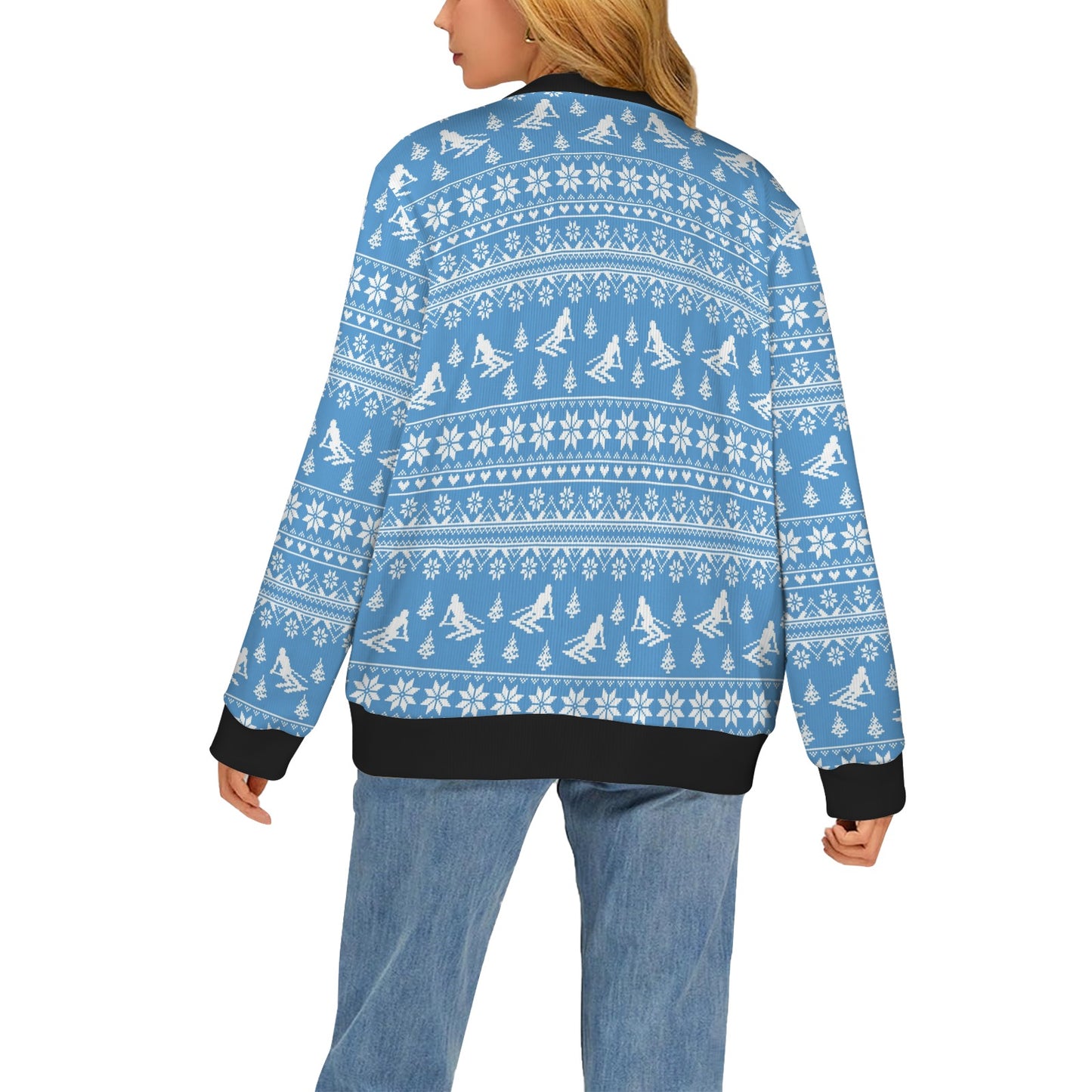 Ski Knit Pattern Print Design LKS302 Women's Cardigan