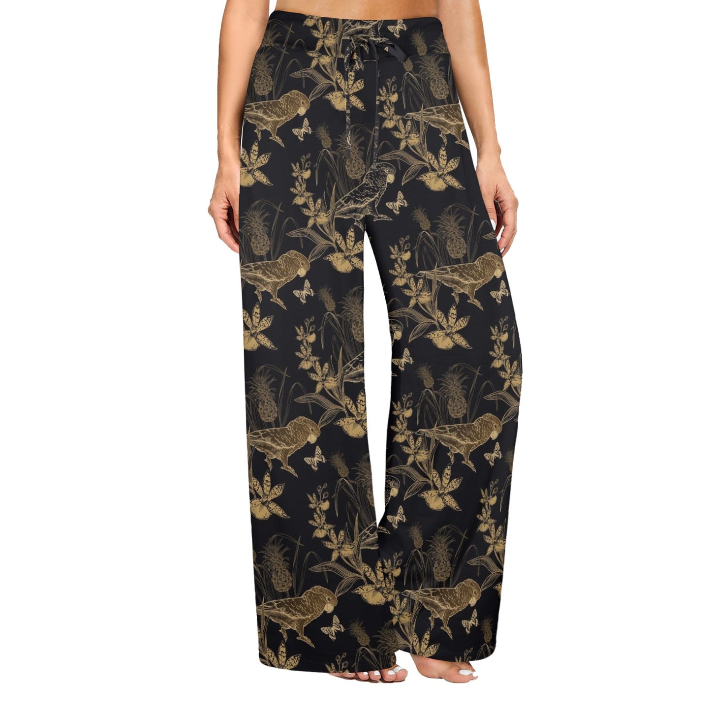 Parakeet Pattern Print Design A05 Women's Wide Leg Lounge Pants
