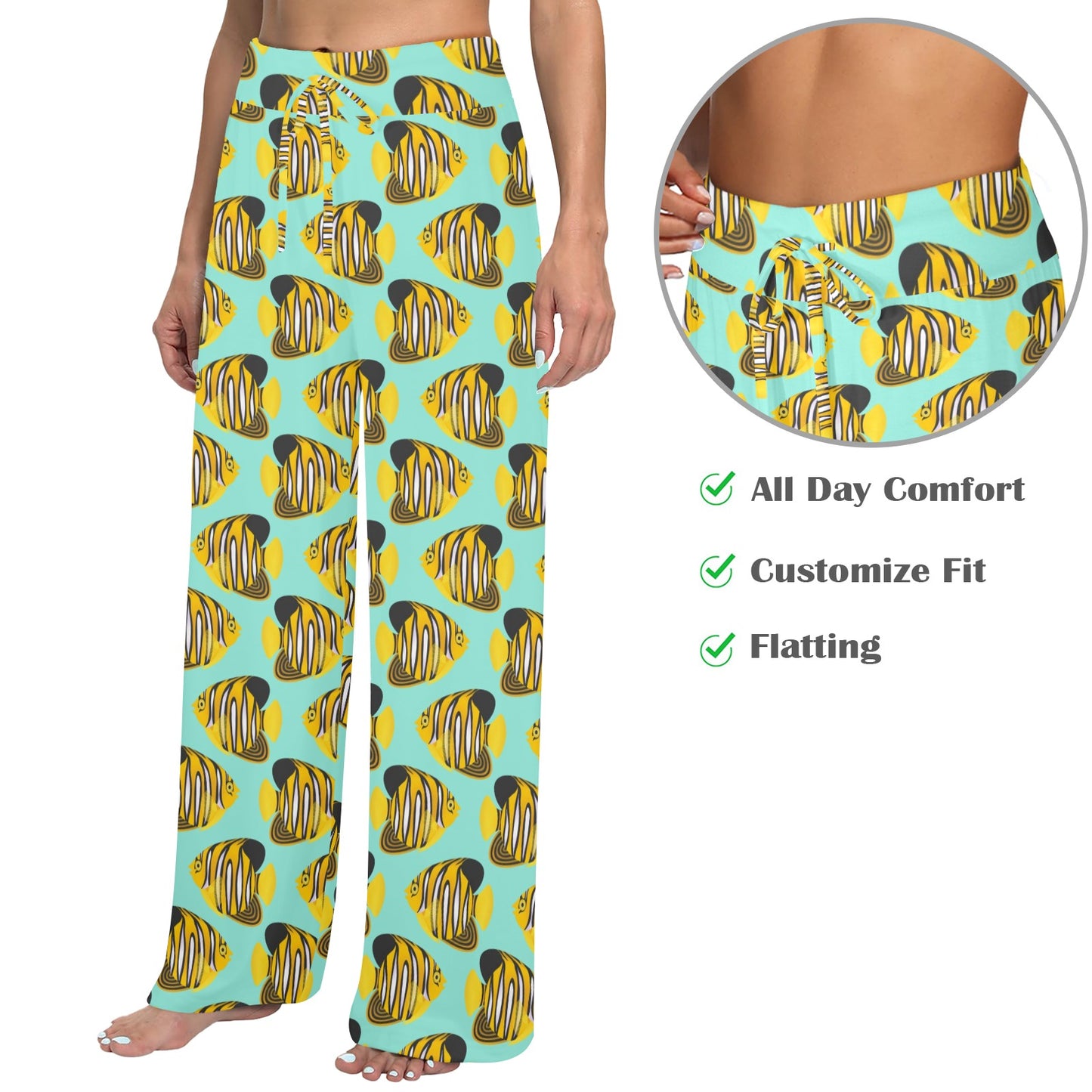 Angelfish Print Design LKS402 Women's Wide Leg Lounge Pants