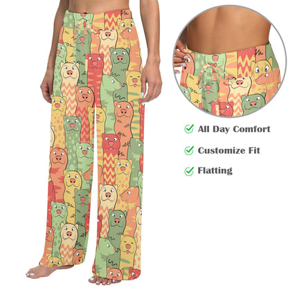Ferret Pattern Print Design 01 Women's Wide Leg Lounge Pants
