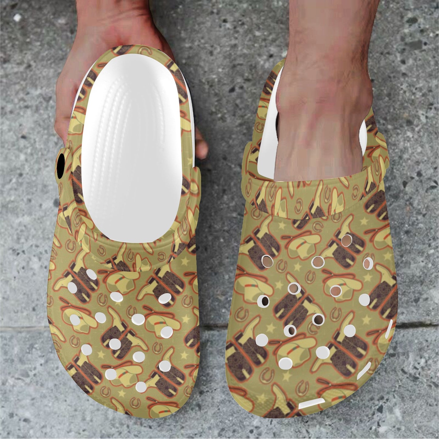 Western Cowboy Themed Unisex Clogs Shoes