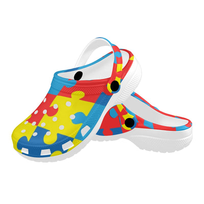 Autism Awareness Puzzles Design Print Unisex Clogs Shoes