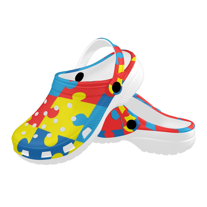 Autism Awareness Puzzles Design Print Unisex Clogs Shoes