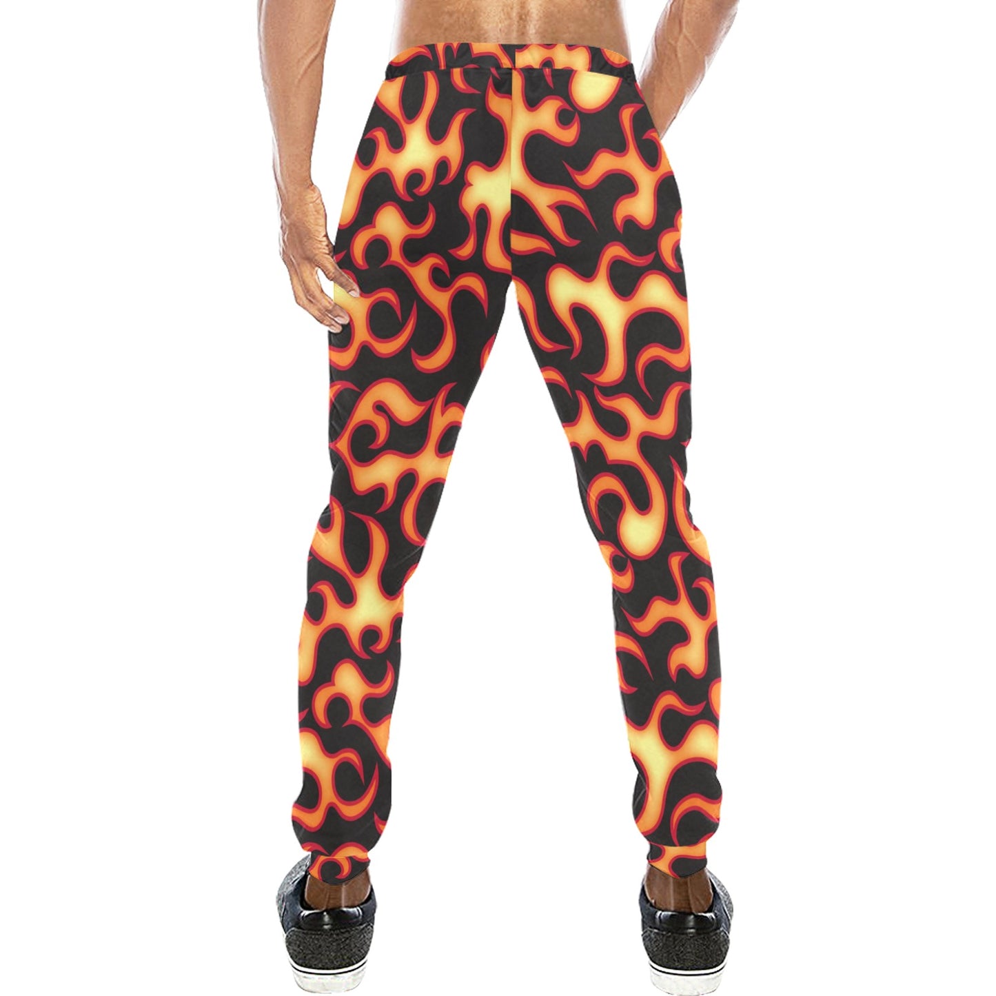 Flame Fire Themed Print Men's Sweatpants
