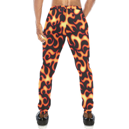 Flame Fire Themed Print Men's Sweatpants