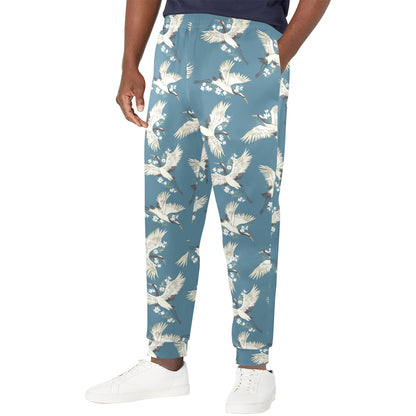 Crane Pattern Print Design 02 Men's Casual Track Pants