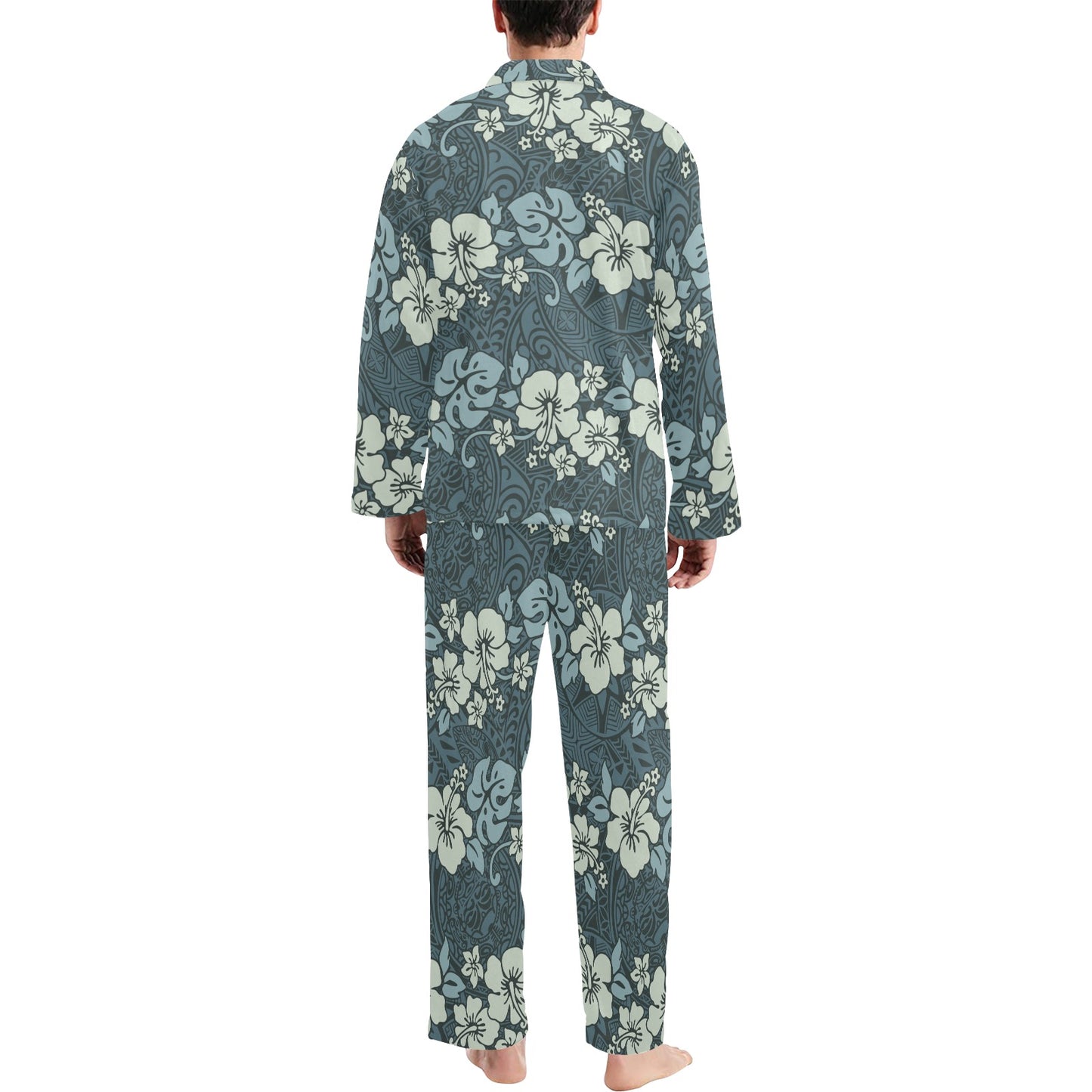 Flower Hawaiian Hibiscus Style Print Pattern Men's Long Pajama Set