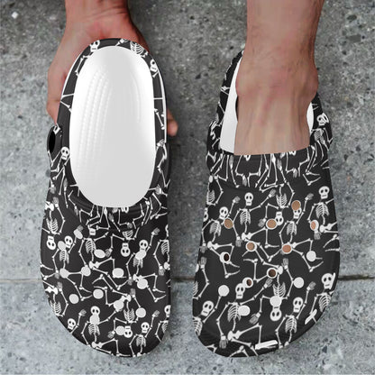 Skeleton Themed Print Unisex Clogs Shoes