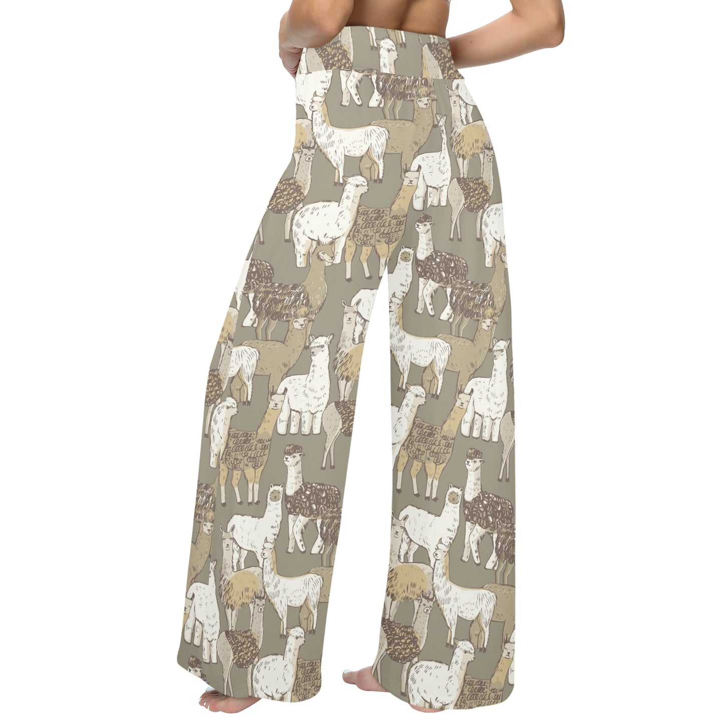 Alpaca Pattern Print Design 01 Women's Wide Leg Lounge Pants