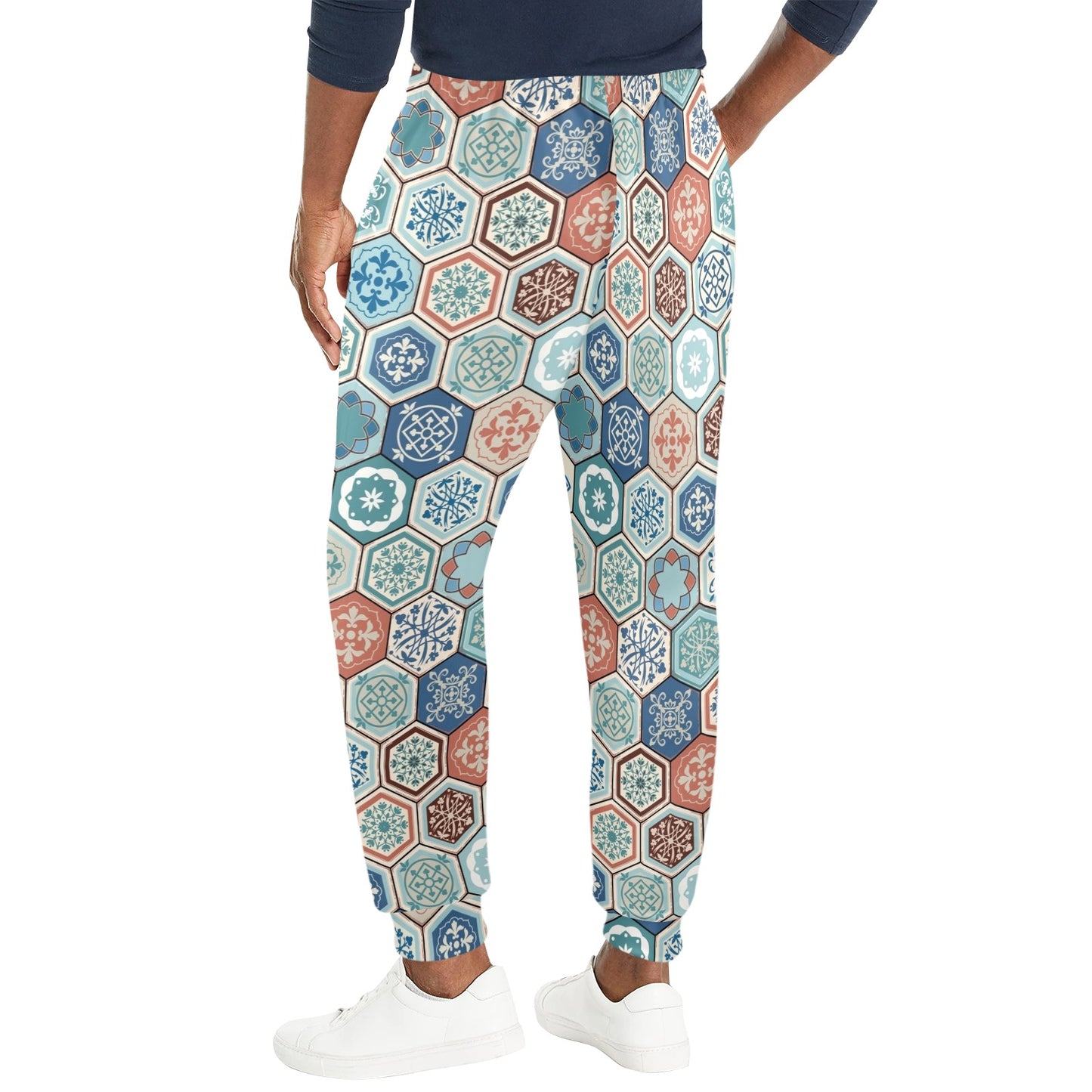 Hexagonal Design Print Pattern JJ0342 Men's Casual Track Pants