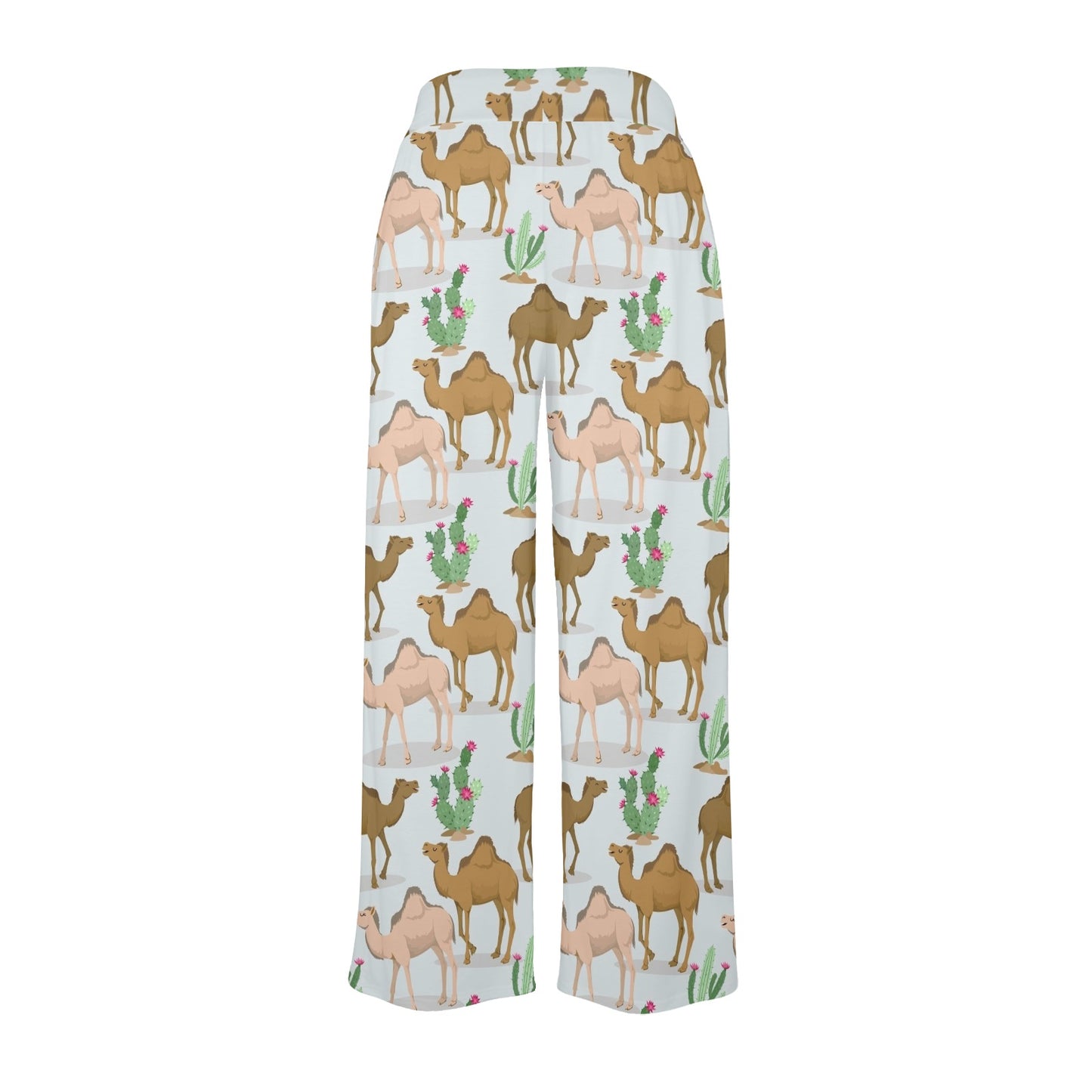 Camel cactus Design Print Pattern JJ027 Women's Wide Leg Lounge Pants