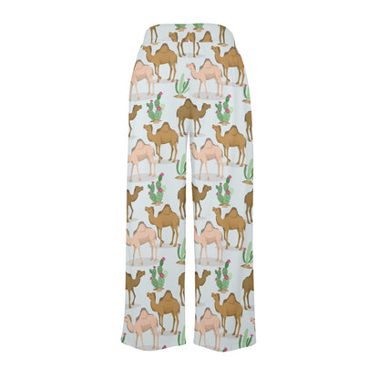 Camel cactus Design Print Pattern JJ027 Women's Wide Leg Lounge Pants