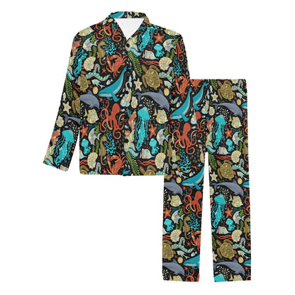 Underwater Animal Print Design LKS301 Men's Long Pajama Set
