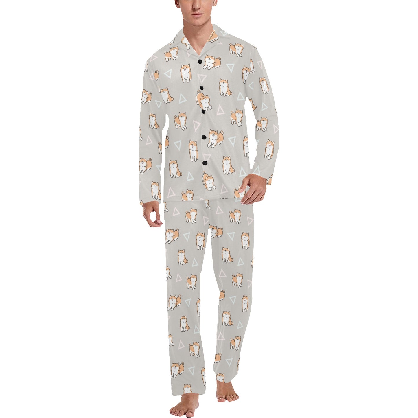 Shiba Inu Print Design LKS307 Men's Long Pajama Set