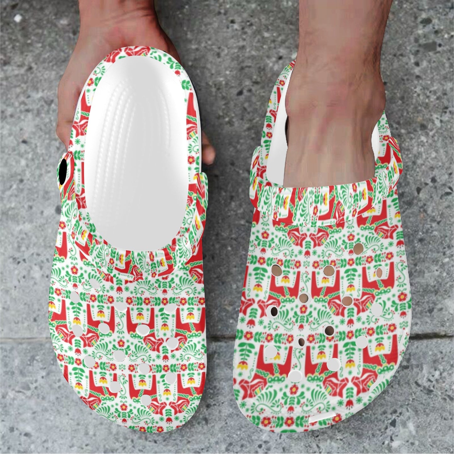 Swedish Dala Style Pattern Unisex Clogs Shoes
