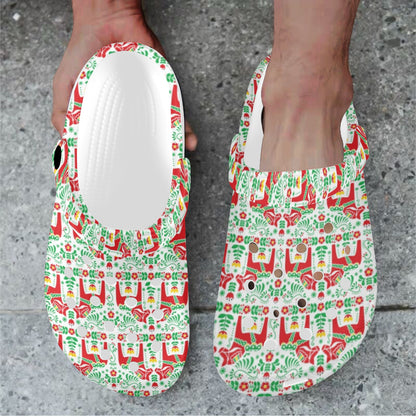 Swedish Dala Style Pattern Unisex Clogs Shoes