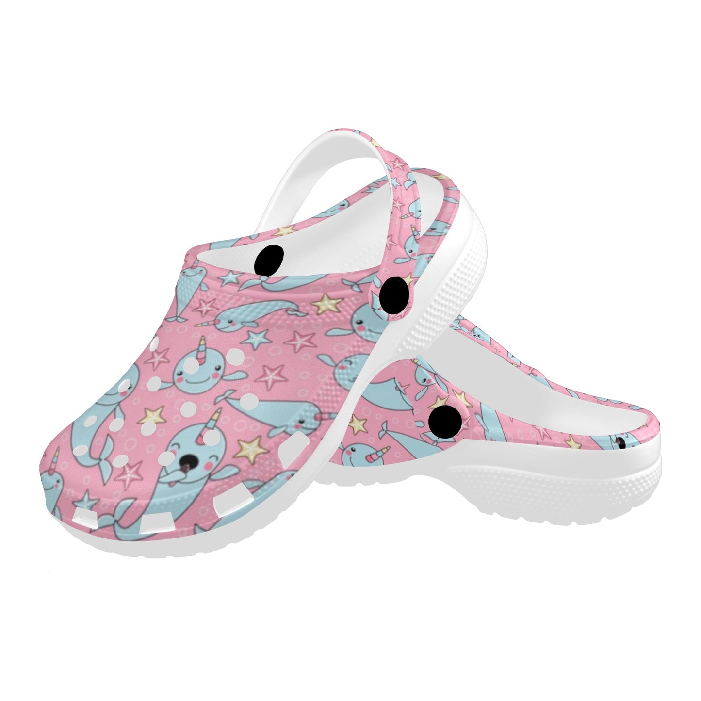 Narwhal Cartoon Cute Print Unisex Clogs Shoes