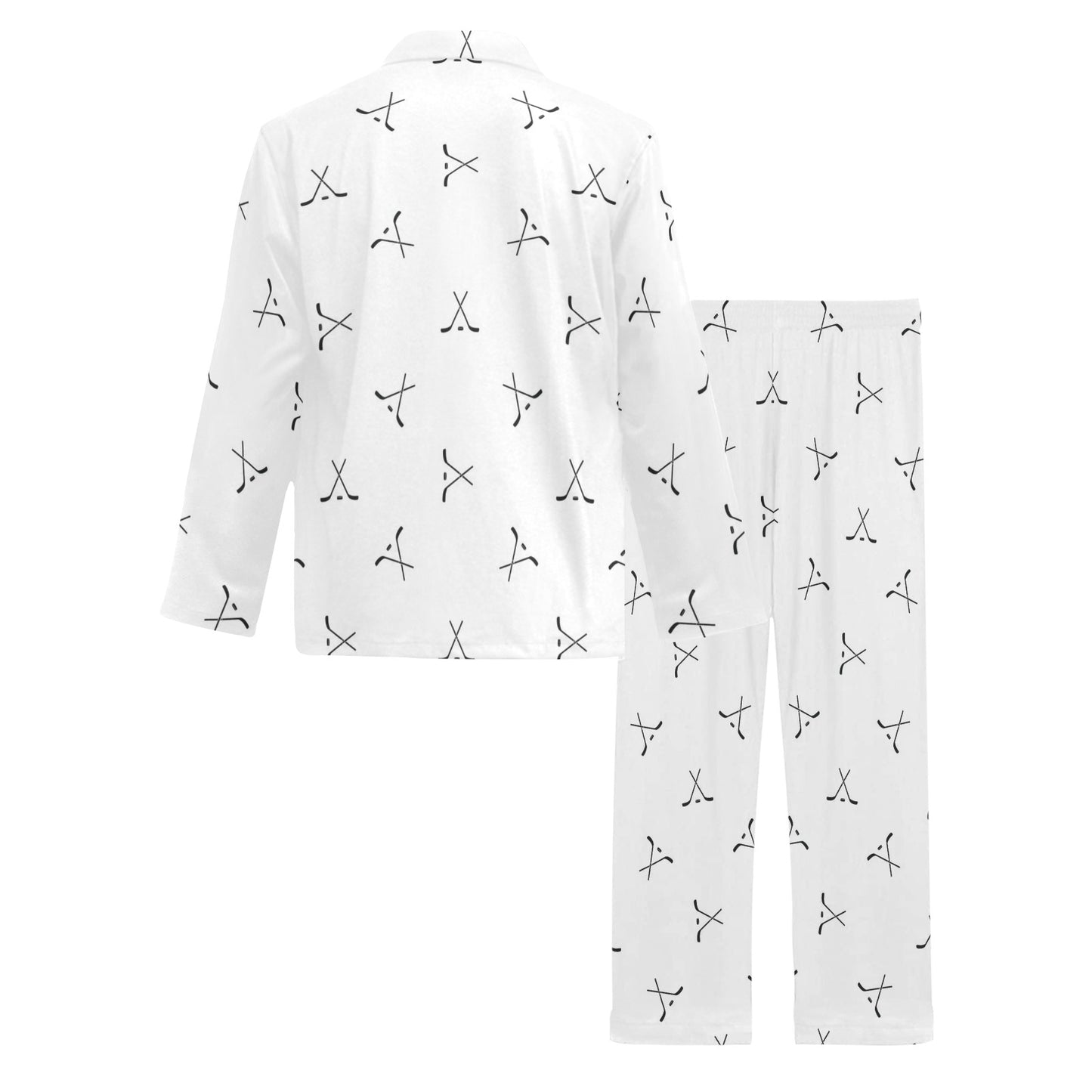 Hockey Print Design LKS304 Men's Long Pajama Set
