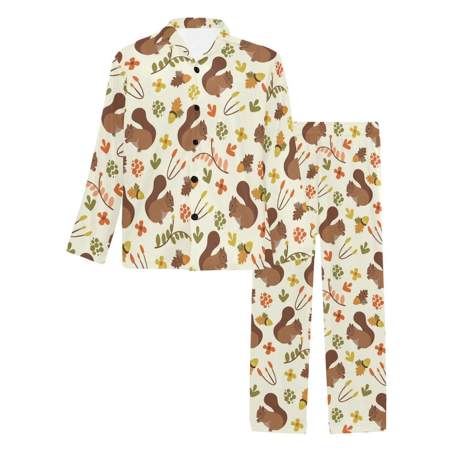 Squirrel Print Design LKS3010 Men's Long Pajama Set