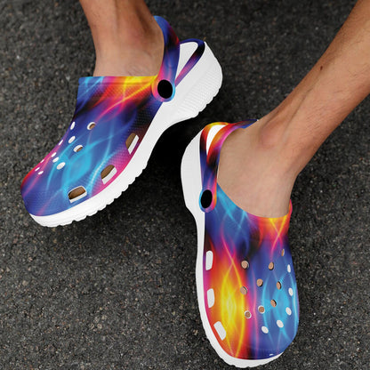 Flame Fire Blue Design Print Unisex Clogs Shoes