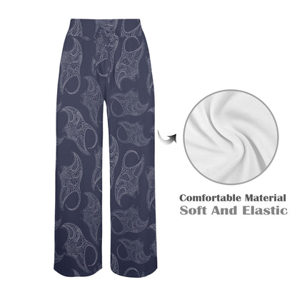 Manta Ray Pattern Print Design 01 Women's Wide Leg Lounge Pants
