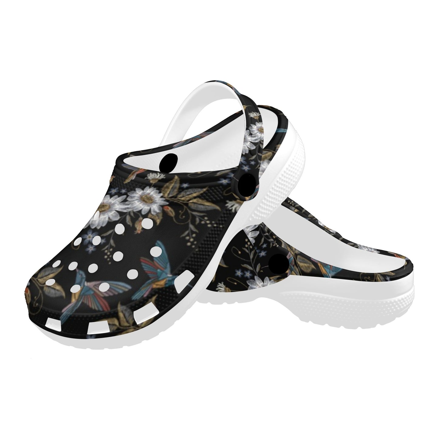 Hummingbird with Embroidery Themed Print Unisex Clogs Shoes