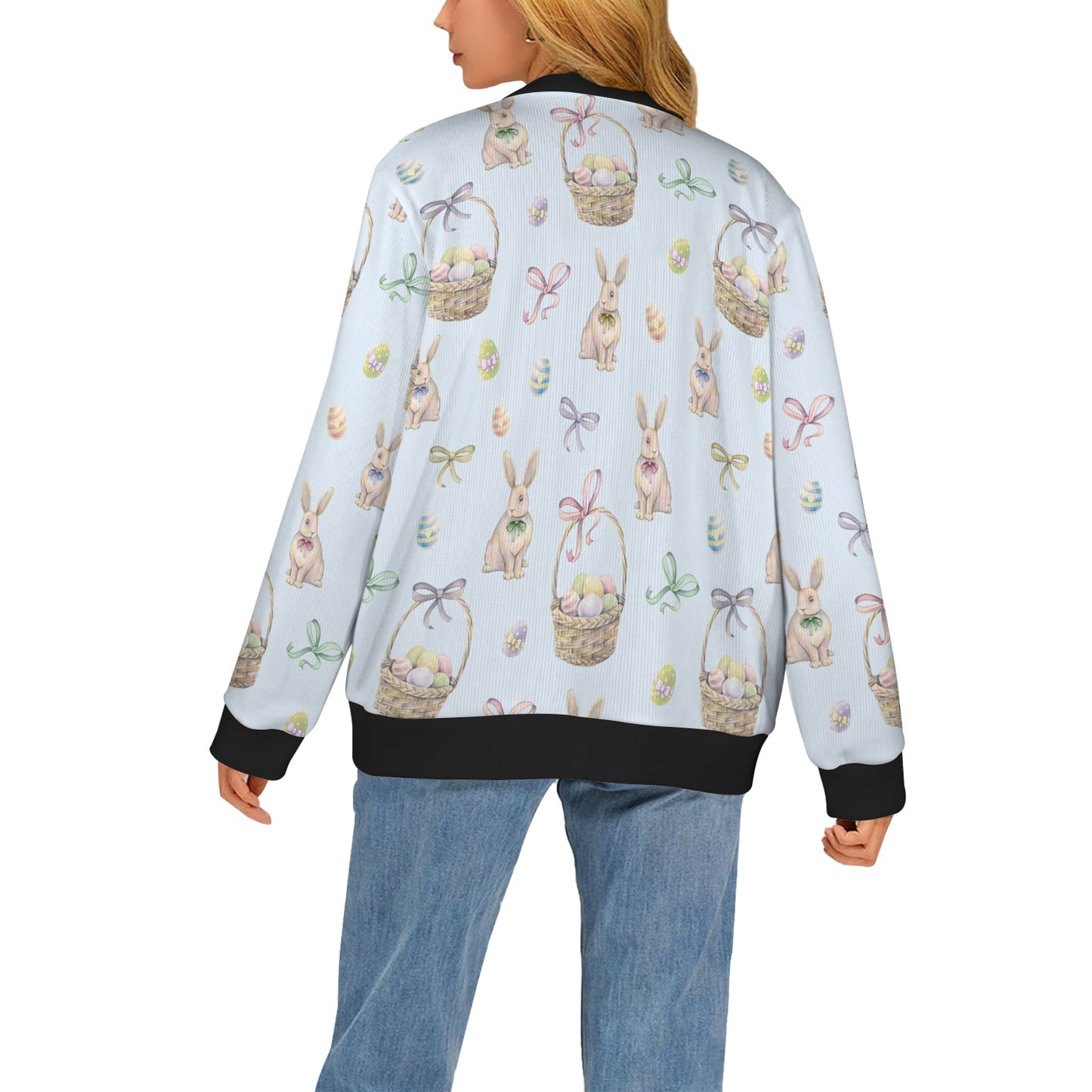 Rabbit Easter Eggs Pattern Print Design 03 Women's Cardigan