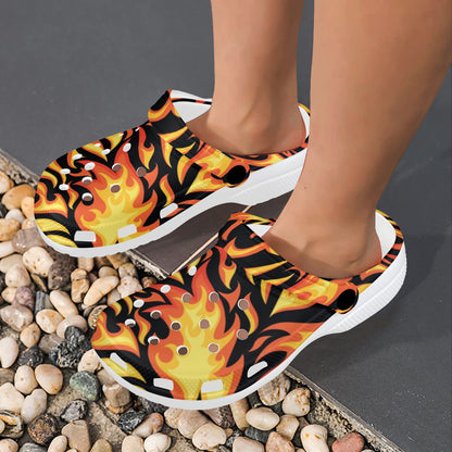 Flame Fire Design Pattern Unisex Clogs Shoes